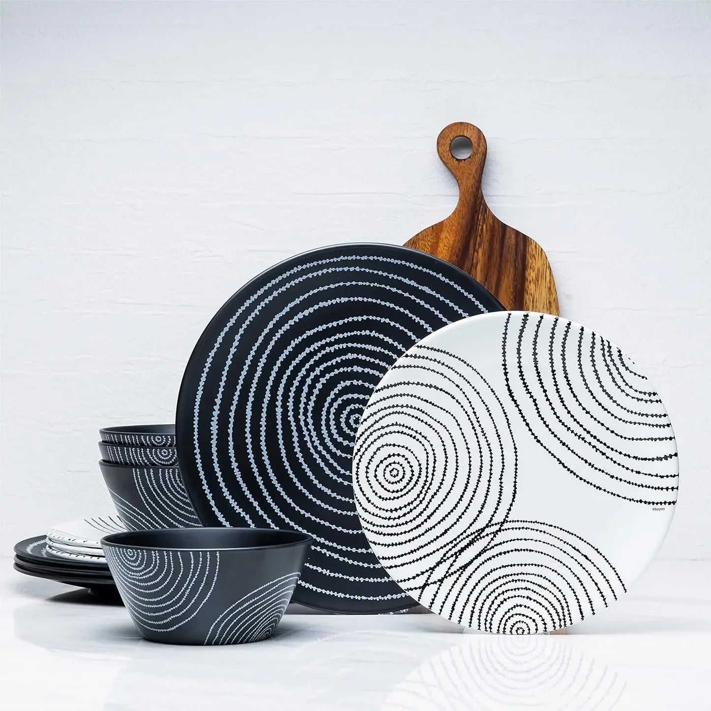 12 Piece Melamine Dinnerware Set - Durable Spidy Blue - The Great Earth Store
