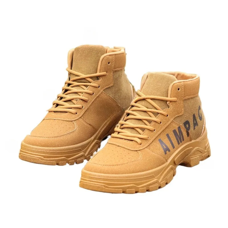 Men's Tactical Hiking Boots w/Leather & Canvas for Trekking - The Great Earth Store