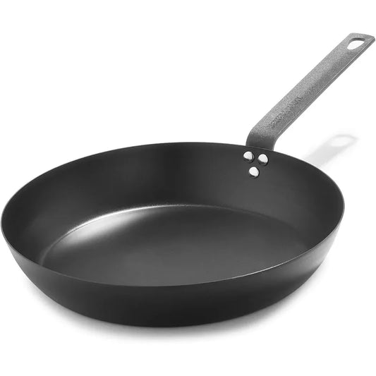 Pre-Seasoned Carbon Steel 12" Frying Pan Skillet Fast Heating Nonstick Induction Oven Safe