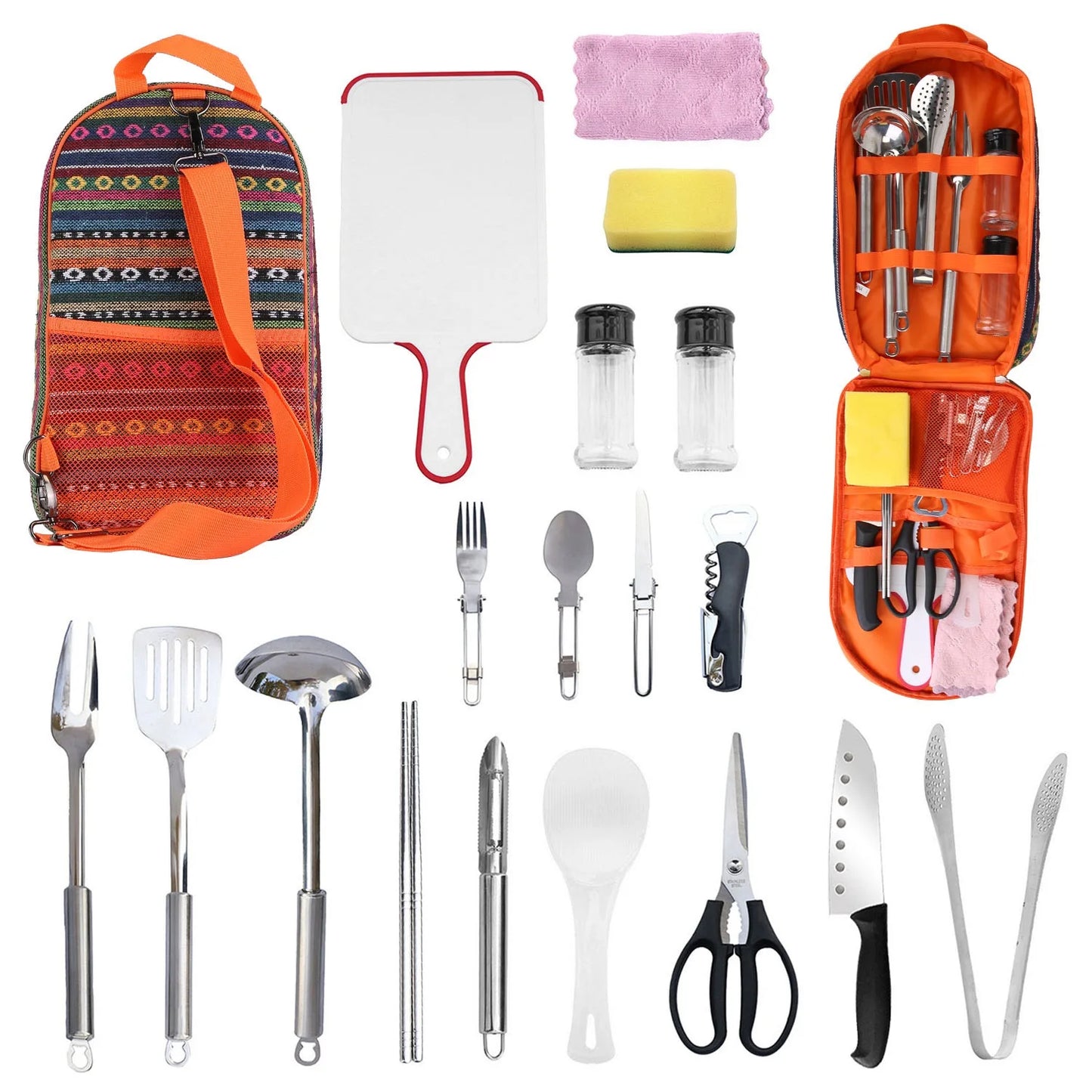 19Pcs Camping Cooking Utensil Kit Portable Picnic Cookware - The Great Earth Store