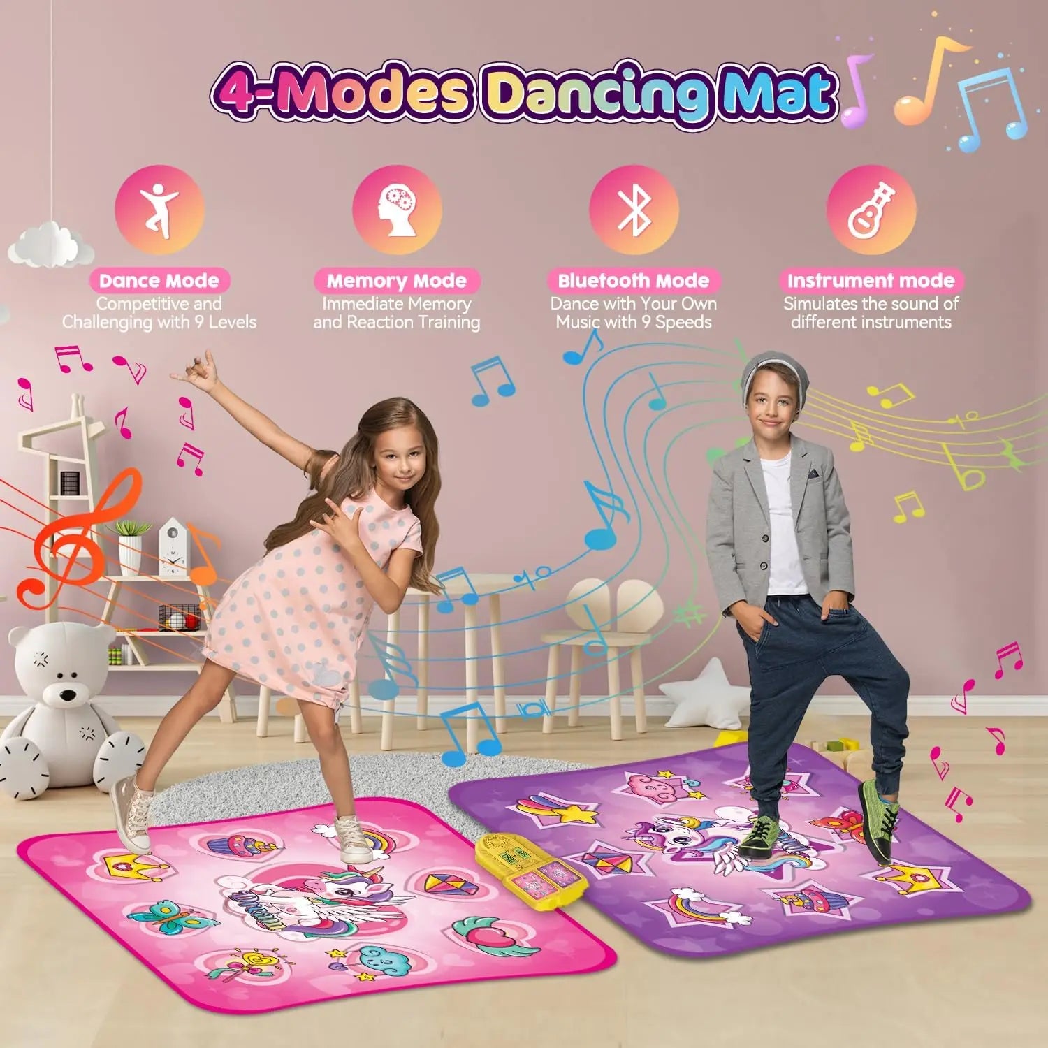 VATOS Unicorn Dance Mat x2 Toys for Girls 9-Level Game - The Great Earth Store