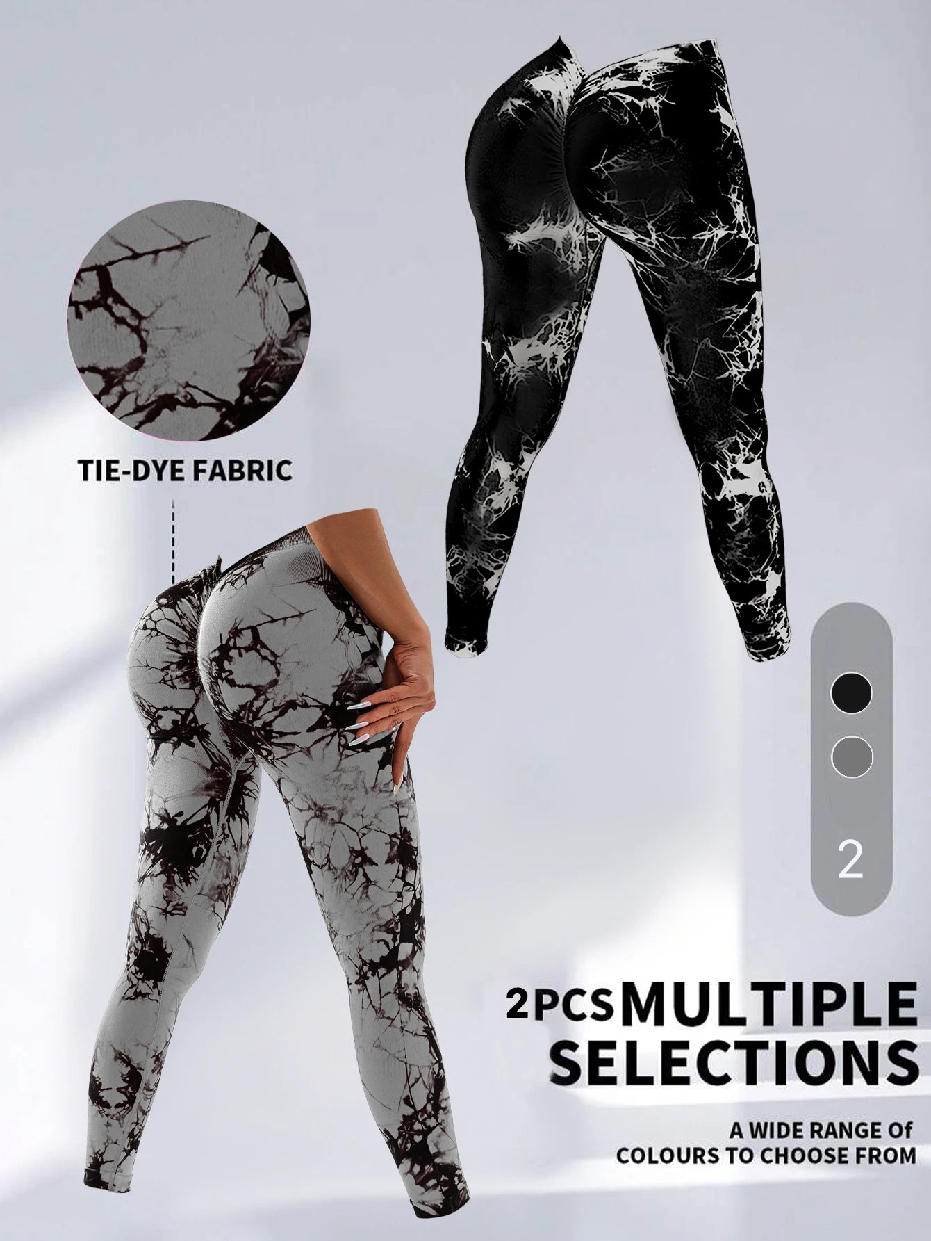 2 Pack US Local Women’s Spandex Tie Dye Butt Lifting Leggings - The Great Earth Store