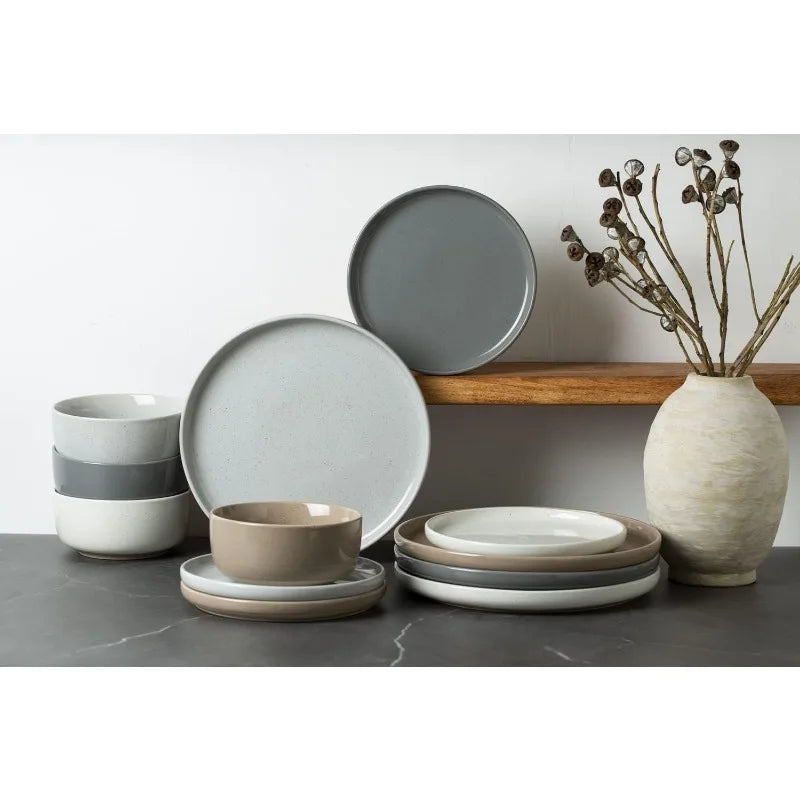 Milkyway Plates and Bowls Set, 12 Pieces Dinnerware Set