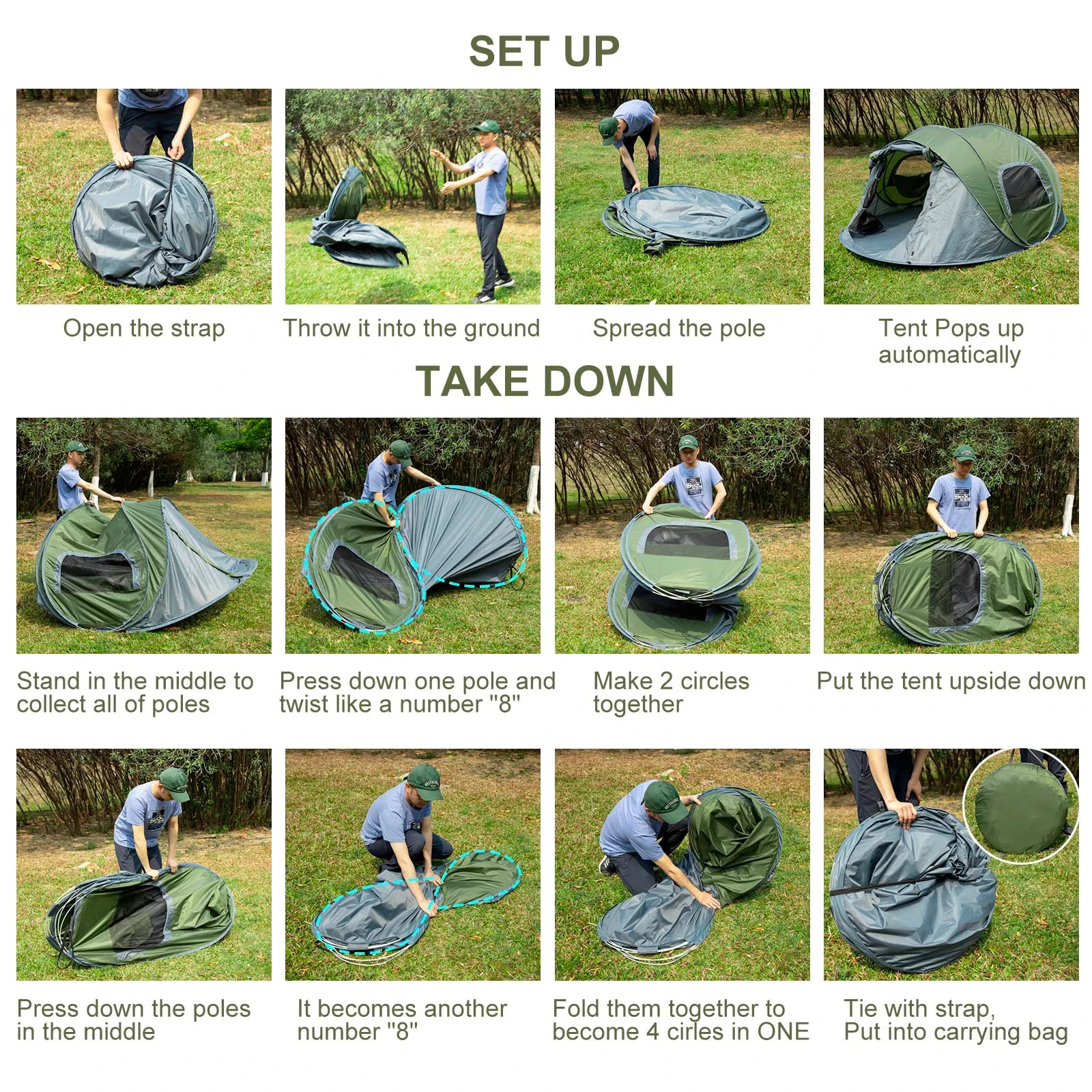 3-4 People Outdoor Throw Open Tent Automatic Pop Up Tents - The Great Earth Store
