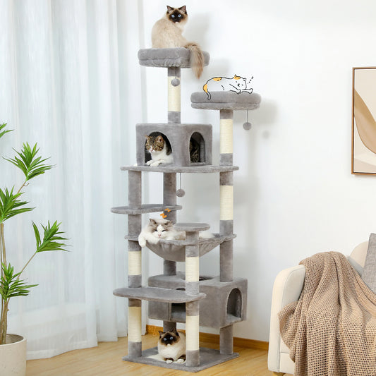 184cm Large Cat Tree and Tower for Indoor Cats with Hammock