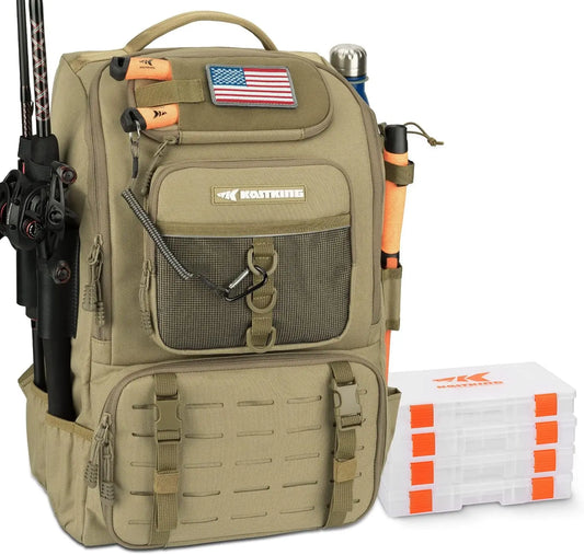 Fishing Tackle Backpack with Rod Holders 40L Storage Bag