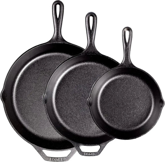 Lodge Pre-Seasoned Cast Iron Skillet Set - 8, 10.25, 12 Inch