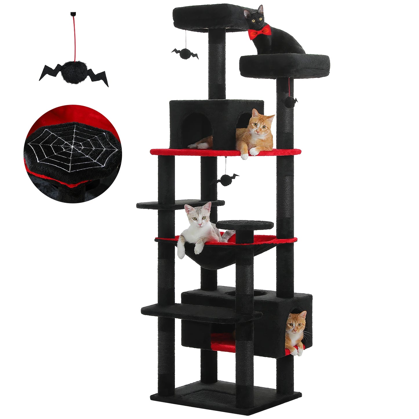 184cm Large Cat Tree and Tower for Indoor Cats with Hammock - The Great Earth Store