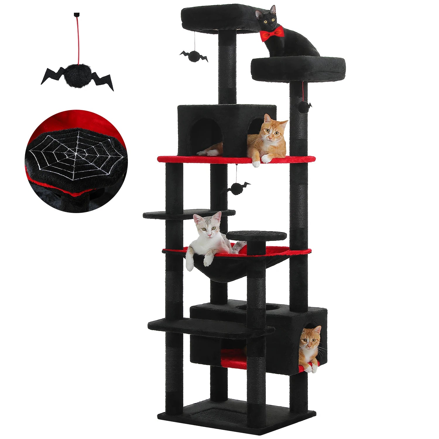 184cm Large Cat Tree and Tower for Indoor Cats with Hammock - The Great Earth Store
