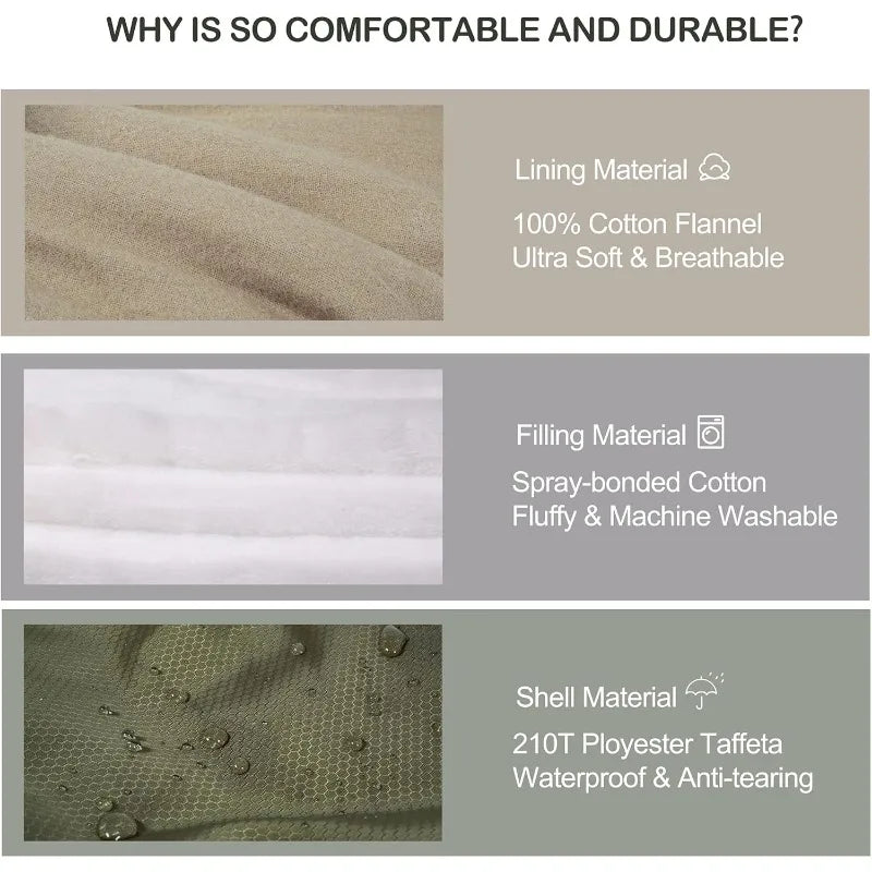 0 Degree Sleeping Bag 100% Cotton Flannel XXL for Adults