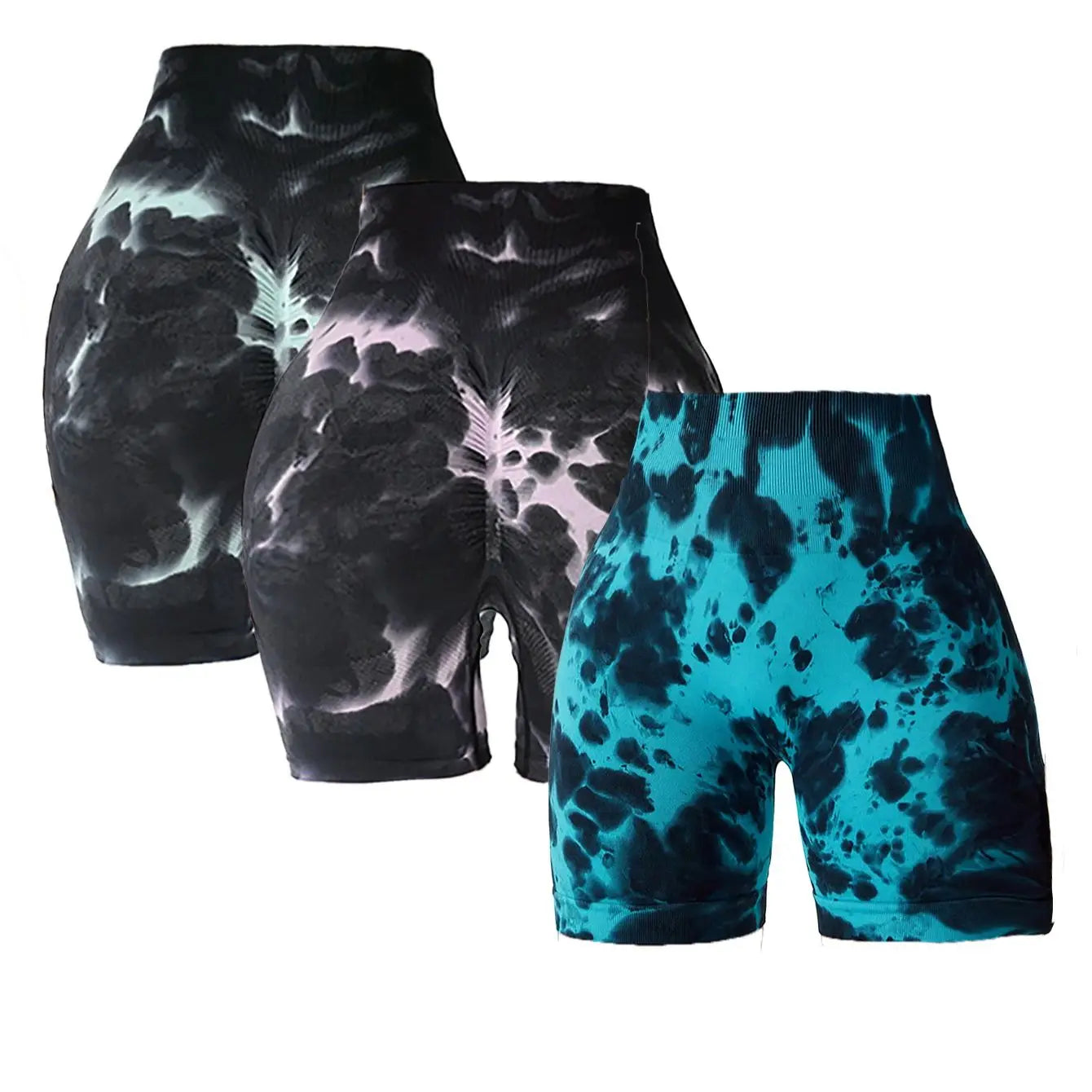 3 Pack Us Local Women's Tie-Dye Summer Yoga Gym Shorts - The Great Earth Store