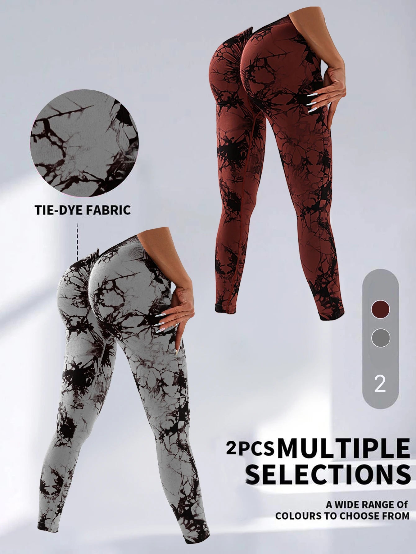 2 Pack US Local Women’s Spandex Tie Dye Butt Lifting Leggings - The Great Earth Store