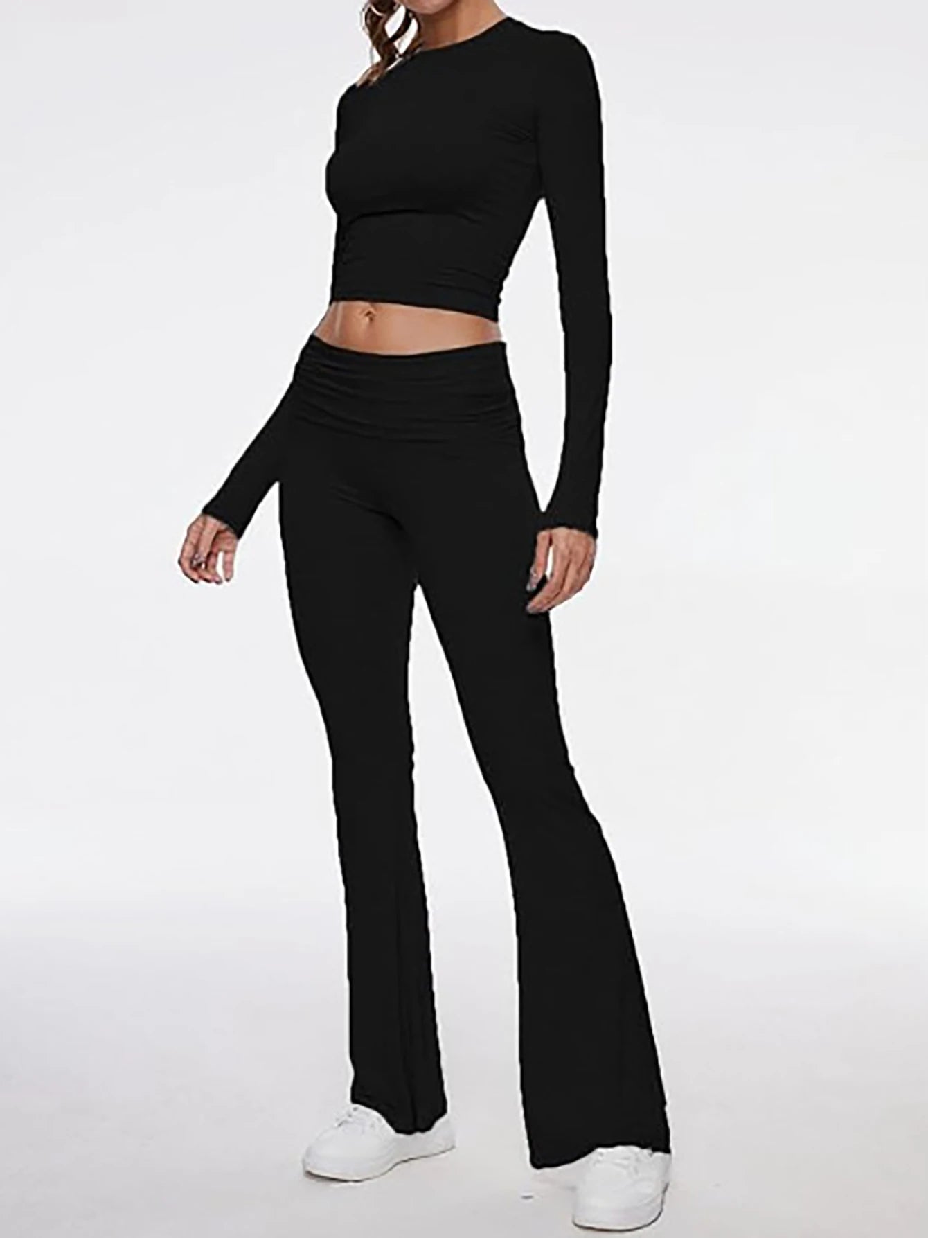 2 Piece Women Long Pajama Set Casual Long Sleeve Top Pants