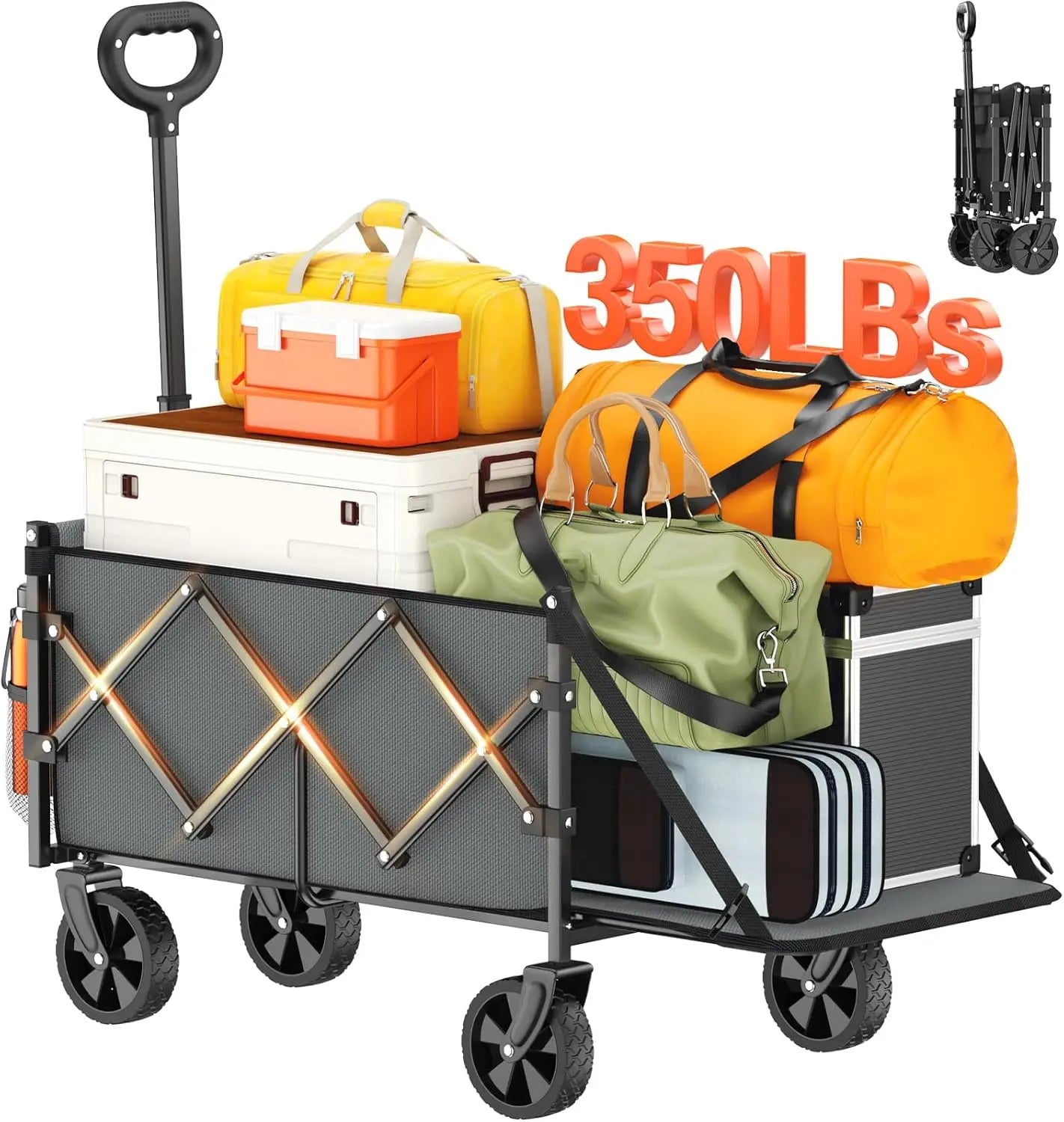 Foldable Wagon with Extended Tailgate - Heavy Duty Utility Cart - The Great Earth Store