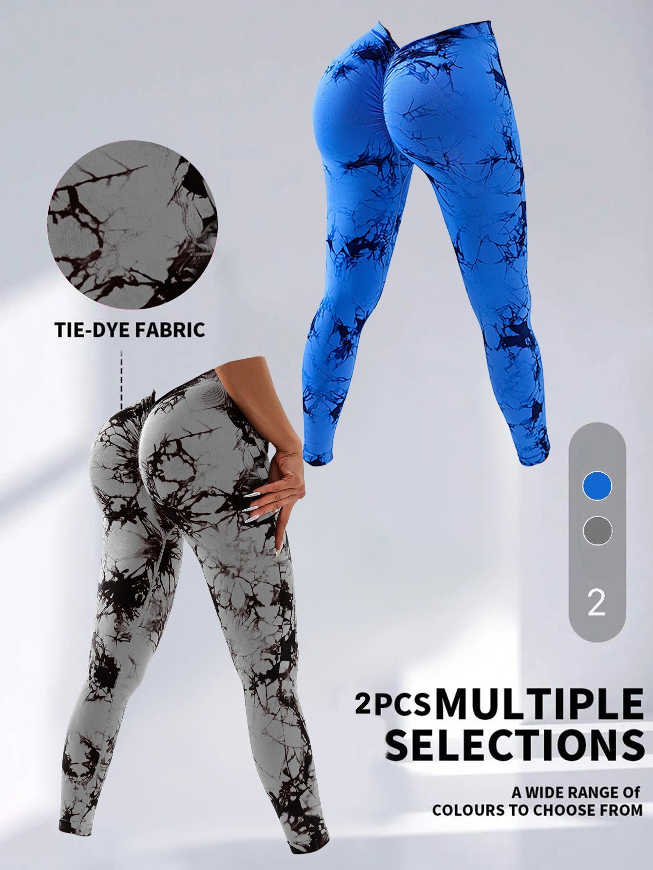 2 Pack US Local Women’s Spandex Tie Dye Butt Lifting Leggings - The Great Earth Store