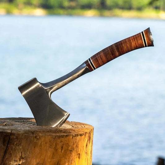 Sportsman's Axe - 14 Inch Camping Hatchet with Leather Grip