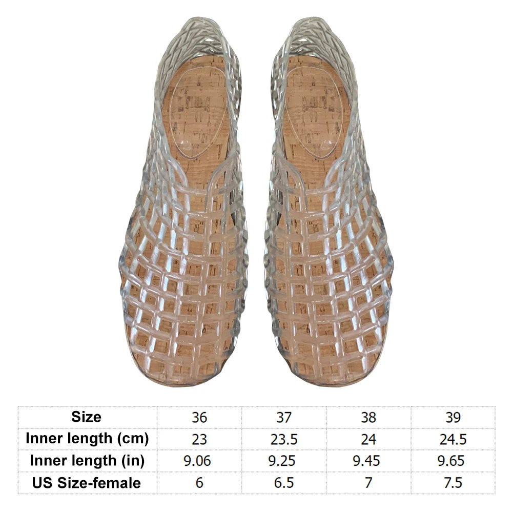 Women Jelly Flats Breathable Lightweight Square Toe Beach Shoes - The Great Earth Store