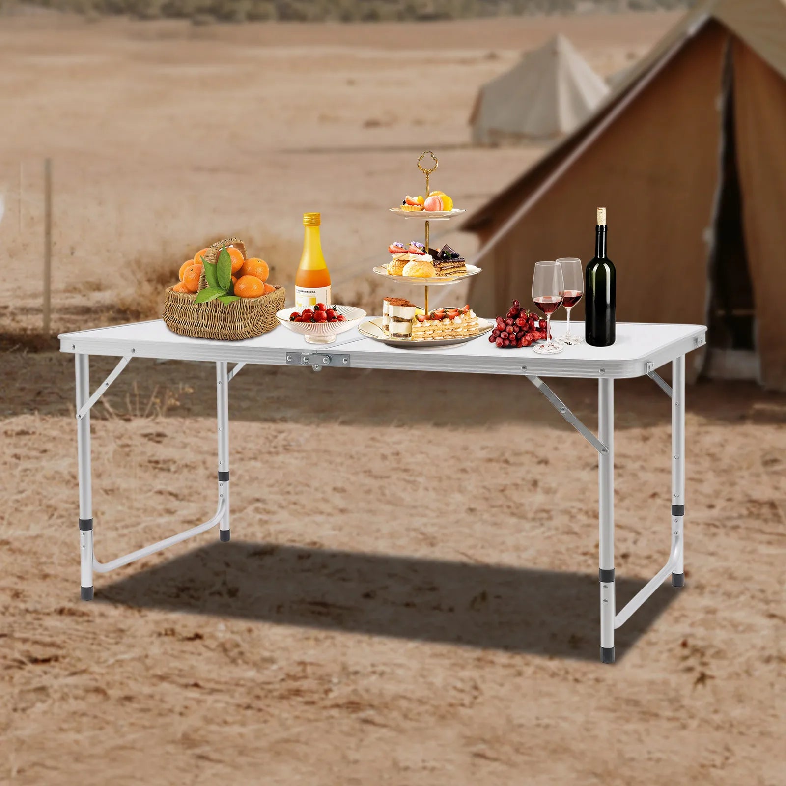 Portable Folding Table - Lightweight Camping Table - Adjustable Height - The Great Earth Store
