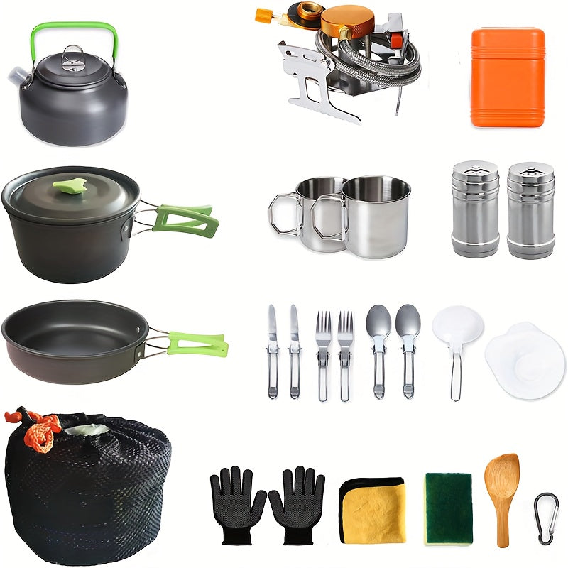Camping Cookware Kit Portable Cooking Set With Pot And Stove - The Great Earth Store