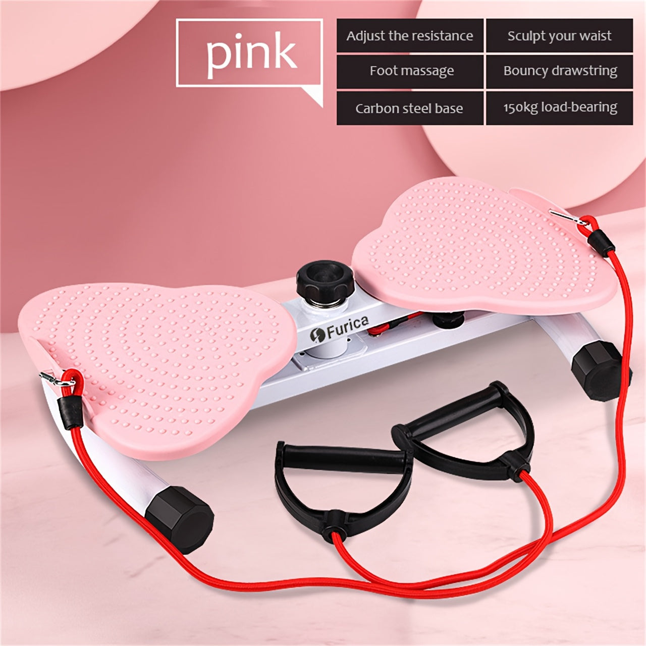 Exercise Twist Plate Waist Trainer with Resistance Belt, Pink and Purple, 20.87 Inches, Valentine's Day Gift - The Great Earth Store