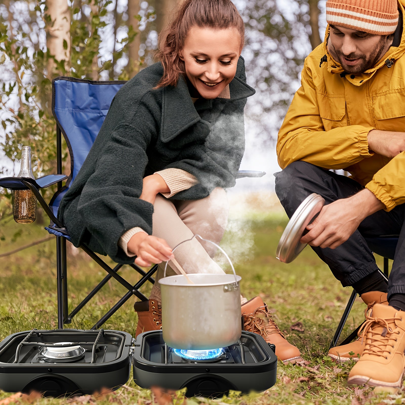 2-Burner Portable Propane Camping Stove - 16000 BTU Adjustable Flames - The Great Earth Store