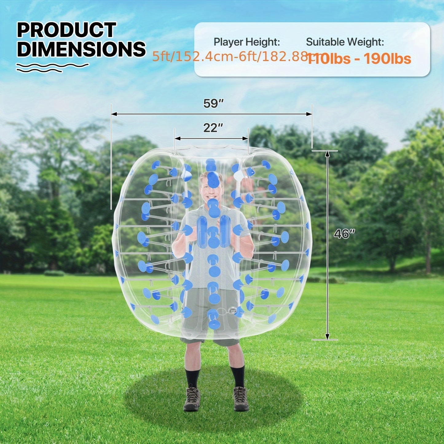 Inflatable Bumper Ball 5ft Bumper Bubble Ball Inflatable Body Zorb Ball for Adults Human Soccer Game Outdoor Activities - The Great Earth Store