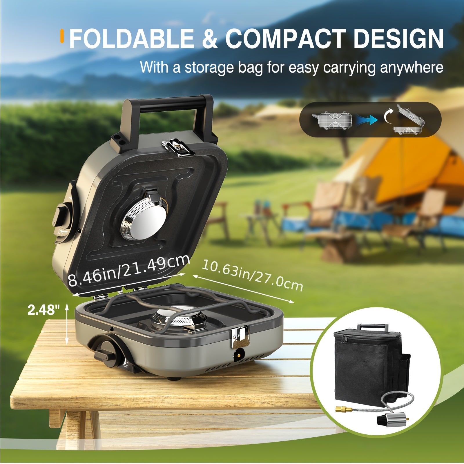 2-Burner Portable Propane Camping Stove - 16000 BTU Adjustable Flames - The Great Earth Store