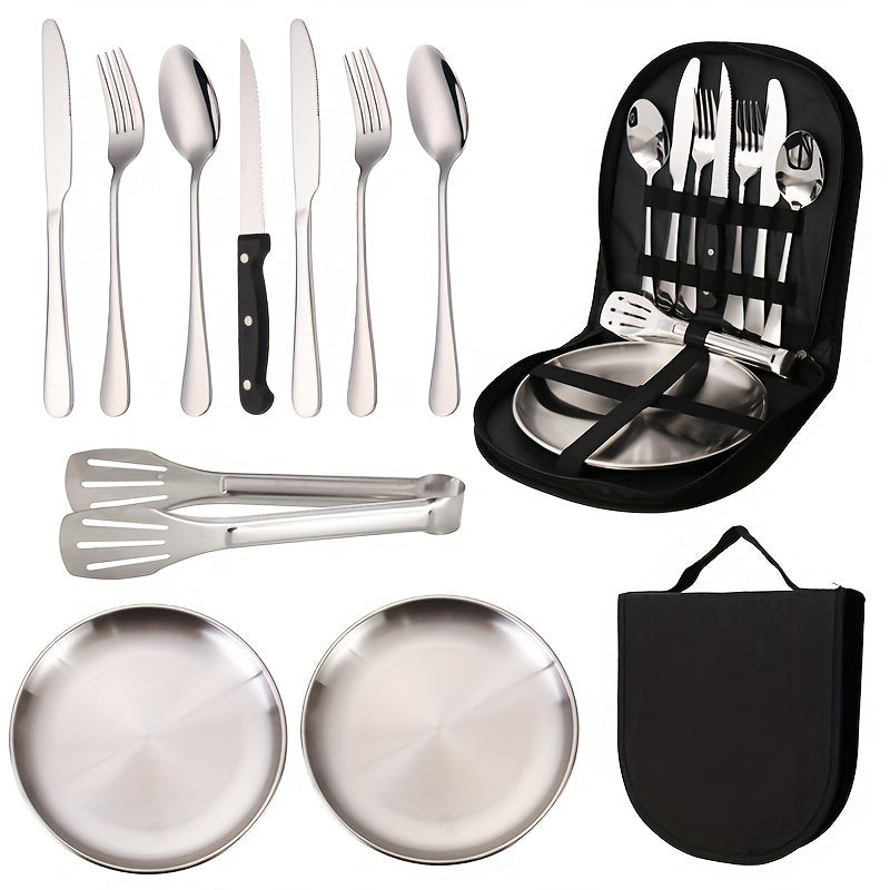 10Pcs Outdoor Stainless Steel Cutlery Set Portable Travel - The Great Earth Store