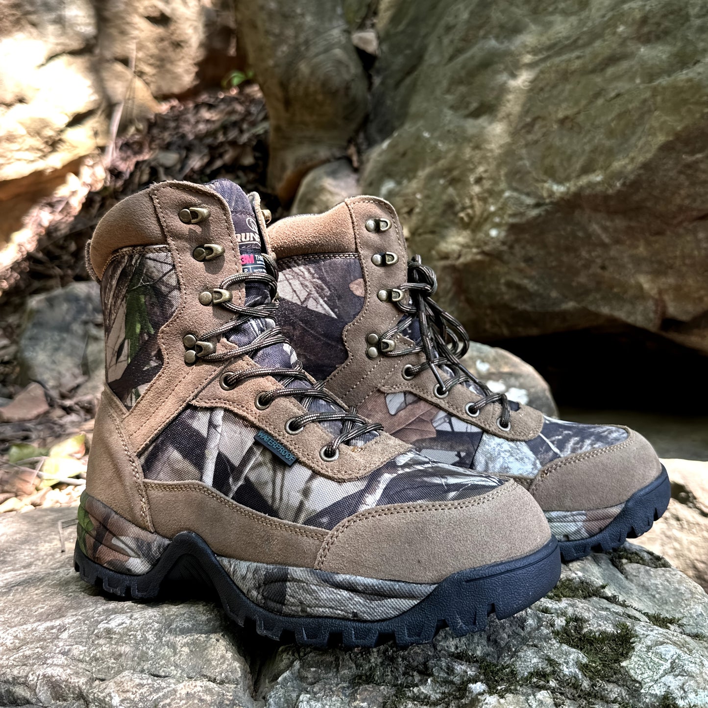 Men's Hunting Boots Waterproof Camo 8 Inches Insulated Shoes - The Great Earth Store