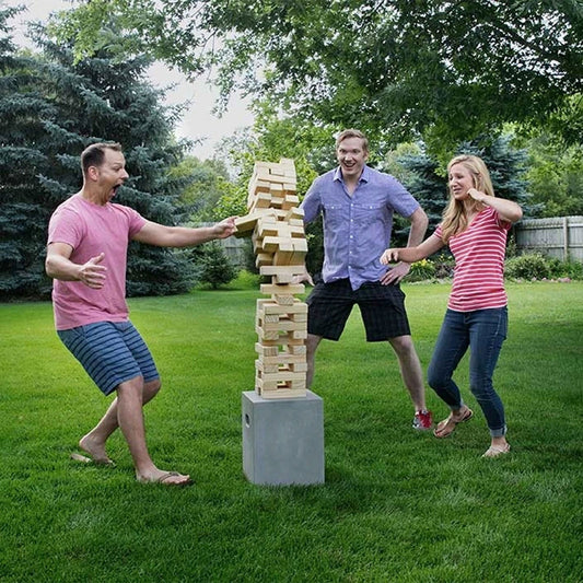 Yard Games Giant Tumbling Timbers Wood Stacking Party Tailgate Backyard Game Indoor Outdoor with Carrying Case for Kids Adults 30 Inch Natural