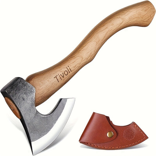 15 Inch Hand Forged Carbon Steel Camping Axe with Sheath - The Great Earth Store