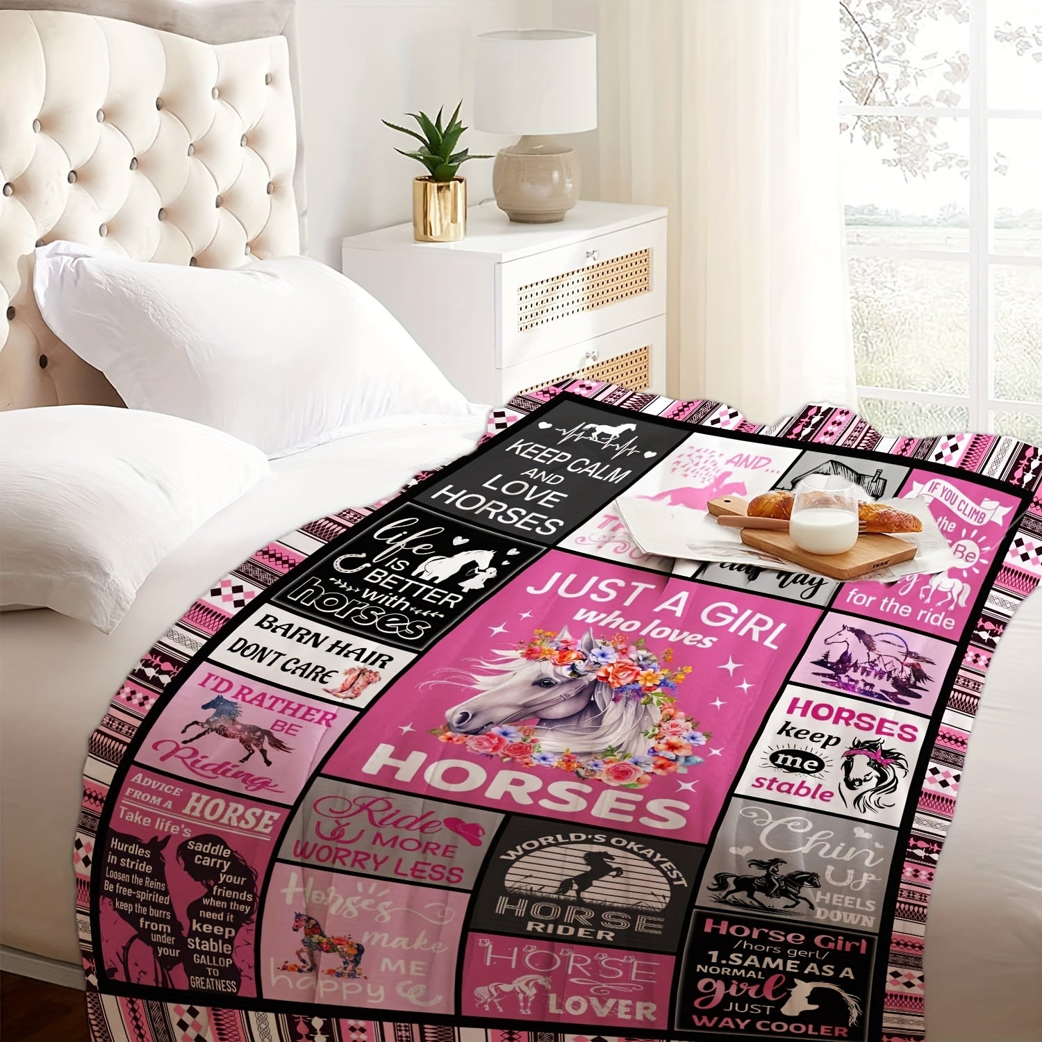 1pc Horse Blanket For Girls Women Horse Lovers Gifts Decor - The Great Earth Store