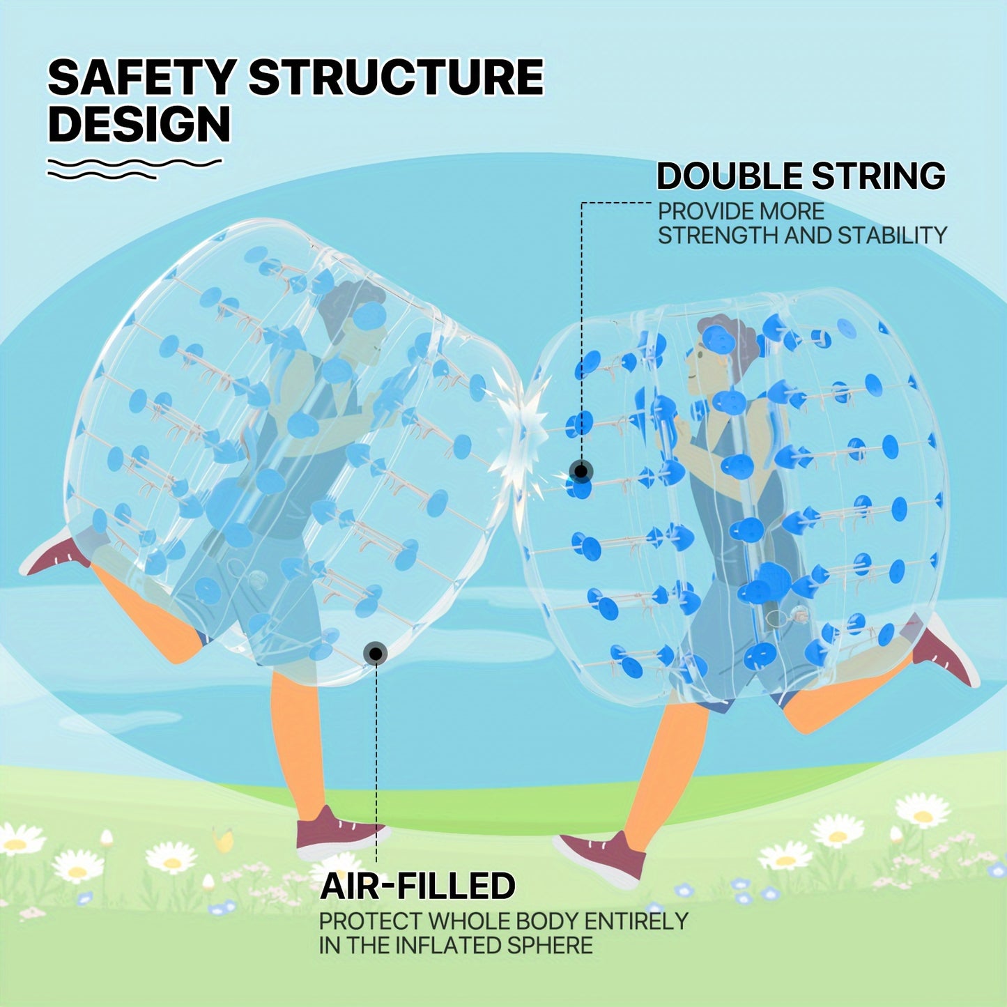 Inflatable Bumper Ball 5ft Bumper Bubble Ball Inflatable Body Zorb Ball for Adults Human Soccer Game Outdoor Activities - The Great Earth Store