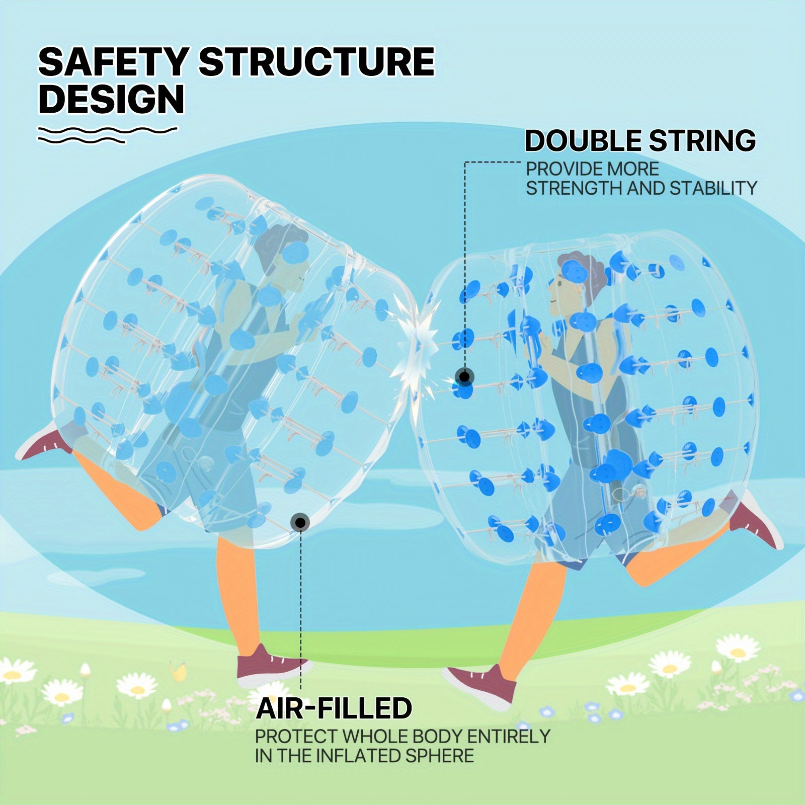 Inflatable Bumper Ball 5ft Bumper Bubble Ball Inflatable Body Zorb Ball for Adults Human Soccer Game Outdoor Activities - The Great Earth Store