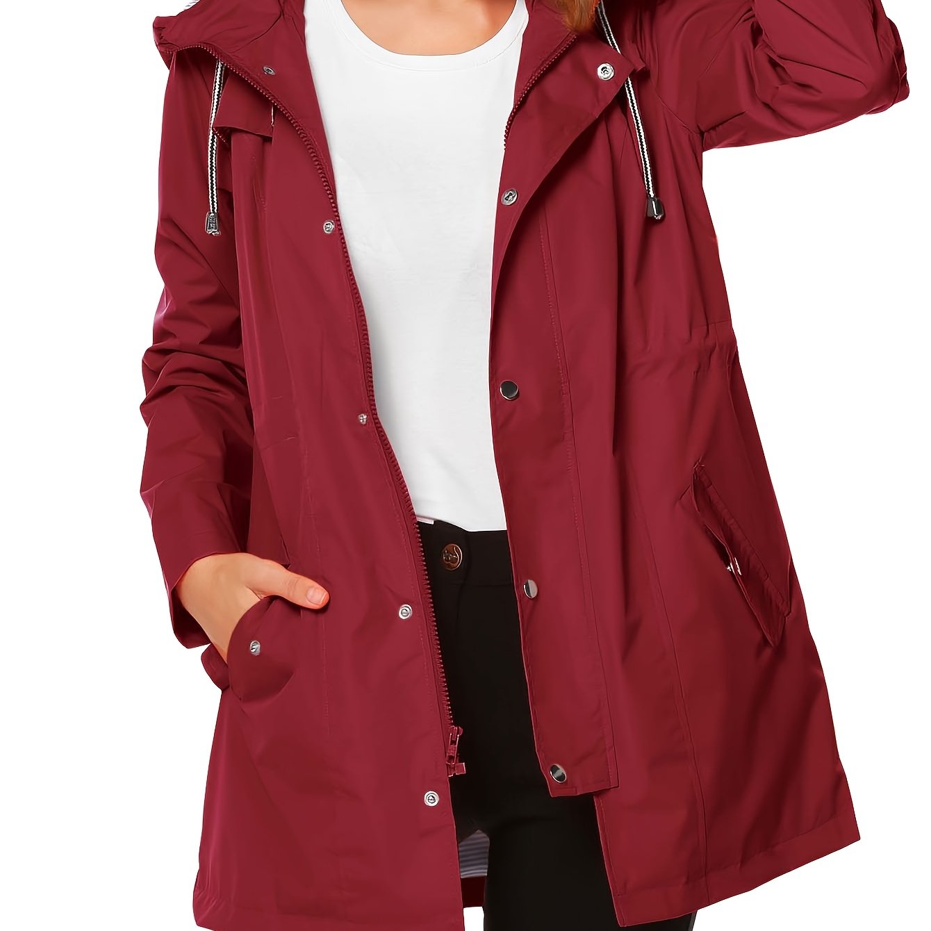 Raincoat Women Waterproof Long Hooded Trench Coats S-XXL - The Great Earth Store